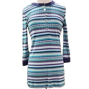 TORY BURCH 100% silk striped casual dress women's small
